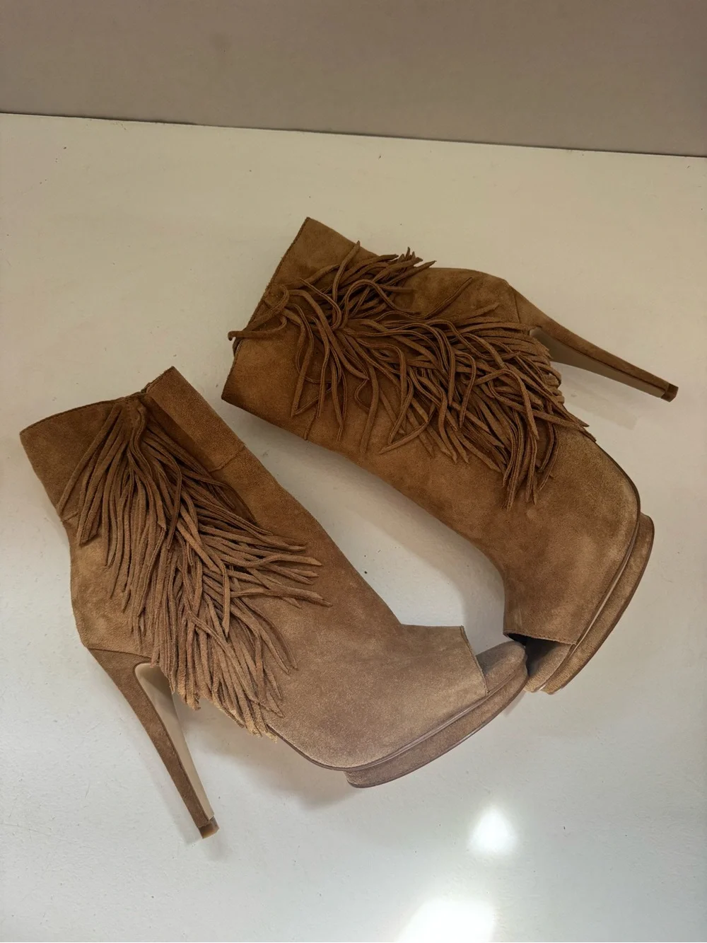 BCBGeneration Fringed Open Toe Booties Size 10 M